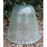 AN OLD GLASS BELL SHAPED CLOCHE 41cm high