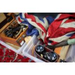 MISCELLANEOUS COLLECTABLES to include an antique Ensign British flag 268cm wide, a Hezzanith rapid