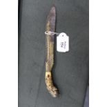 AN ANTIQUE SRI LANKAN SINHALESE GILT AND IVORY HILTED DAGGER 26cm in length