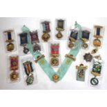 A LARGE COLLECTION OF MASONIC MEDALS some in silver gilt