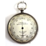 A VICTORIAN SILVER CASED POCKET BAROMETER the silvered dial signed D.W. Dixey, Optician to The