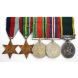 A GROUP OF MEDALS awarded to Lieutenant Richard West F.M.S.V.F., consisting of the 1939-45 Star, the