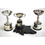 A PAIR OF SILVER GOBLETS by Francis Howard, with marks for Sheffield 1980, each engraved with 'The