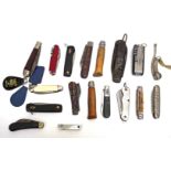 A COLLECTION OF PENKNIVES to include a 19th Century Joseph Haywood hoof pick penknife, multitool