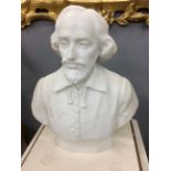 A WHITE MARBLE BUST of a bearded gentleman, signed P. Bazzanti, 37cm in height