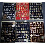 A LARGE COLLECTION OF EARLY 20TH CENTURY AND LATER MILITARY BADGES to include Oxfordshire, Cornwall,