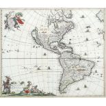 AN ANTIQUE HAND COLOURED MAP OF AMERICA by F.DeWit, with insular California, revised edition of