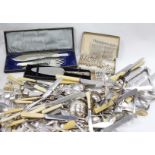 A QUANTITY OF SILVER PLATED CUTLERY fiddle pattern etc.