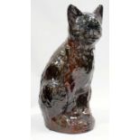 AN EARTHERN WARE SALT GLAZED POTTERY CAT, 35cm in height