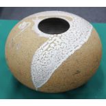 A STONE WARE OVOID VASE by Ronald H Green (b. 1931) with splash glaze and impressed initials