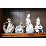 FOUR LLADRO PORCELAIN FIGURINES, model 1601, 5785, 2200 and 2662 (4)