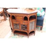 A LATE 19TH / EARLY 20TH CENTURY MAHOGANY LINE INLAID SIDE CABINET