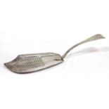 A GEORGE III OLD ENGLISH PATTERN FISH SLICE with pieced blade, marks for London and makers mark W.K.