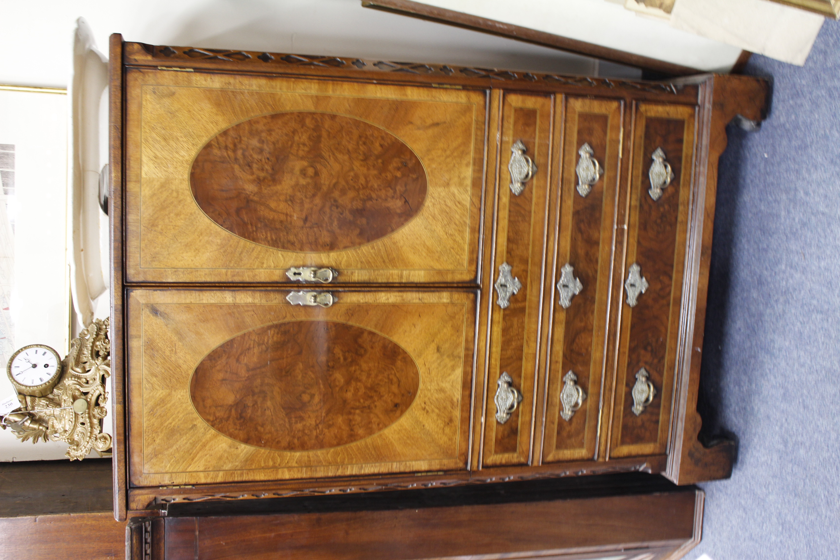 A BURR WALNUT CABINET 75cm wide 106cm