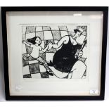 A BLACK AND WHITE LIMITED EDITION PRINT by Anita Klein dated 1994, number 9/15, 34cm x 29cm