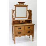 AN EARLY 20TH CENTURY PINE, MIRROR BACKED, DRESSING TABLE 93cm wide
