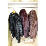 THREE LADIES RABBIT FUR COATS in various sizes (3)