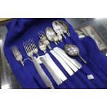 AN 800 GRADE SILVER SIX PIECE CUTLERY SET to include knives, forks, dessert spoons, teaspoons and