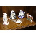 FOUR ROYAL CROWN DERBY IMARI PAPERWEIGHTS including the Yorkshire rose tortoise family, baby