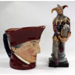 A ROYAL DOULTON FIGURINE 'THE JESTER', HN2016 together with a Royal Doulton character jug of a