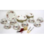 A PART ROYAL CROWN TEA SERVICE Derby Posies pattern to include eight cups and saucers, together with