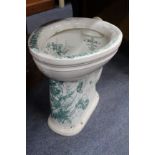 A VICTORIAN GREEN FLOWER DECORATED CERAMIC LAVATORY OR WATER CLOSET BOWL 'THE OENEAS WASHDOWN