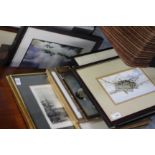 A SELECTION OF VARIOUS WATERCOLOURS, antiquarian prints, pictures, engravings etc.