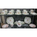 A LARGE SELECTION OF SHELLEY TEA WARES including a posy spray tea set consisting of eight tea cup