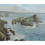 JOHN LAVIERS WHEATLEY (1892 - 1955) 'A Lion Rock, Kynance Cove, Cornwall', oil on canvas, 48cm x