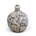 A LARGE OVOID TABLE LAMP, decorated with a variety of sea shells, 43cm wide x 60cm high