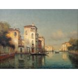 ANTONIE BOUVARD (1870 - 1956) Venetian canal scene, oil on canvas in swept gilt frame, signed