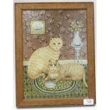 OIL ON BOARD of cats by Janice Thompson, two illustrated pictures and an assortment of various