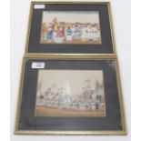 A PAIR OF 19TH CENTURY INDIAN WATERCOLOURS on mica, The Mohurrum and the Procession of the