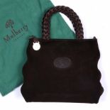 A MULBERRY LADIES SUEDE LEATHER HANDBAG in original cloth bag, 22cm