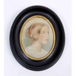 19TH CENTURY ENGLISH SCHOOL Miniature portrait of a young lady, perhaps Mary Shelley (second wife of