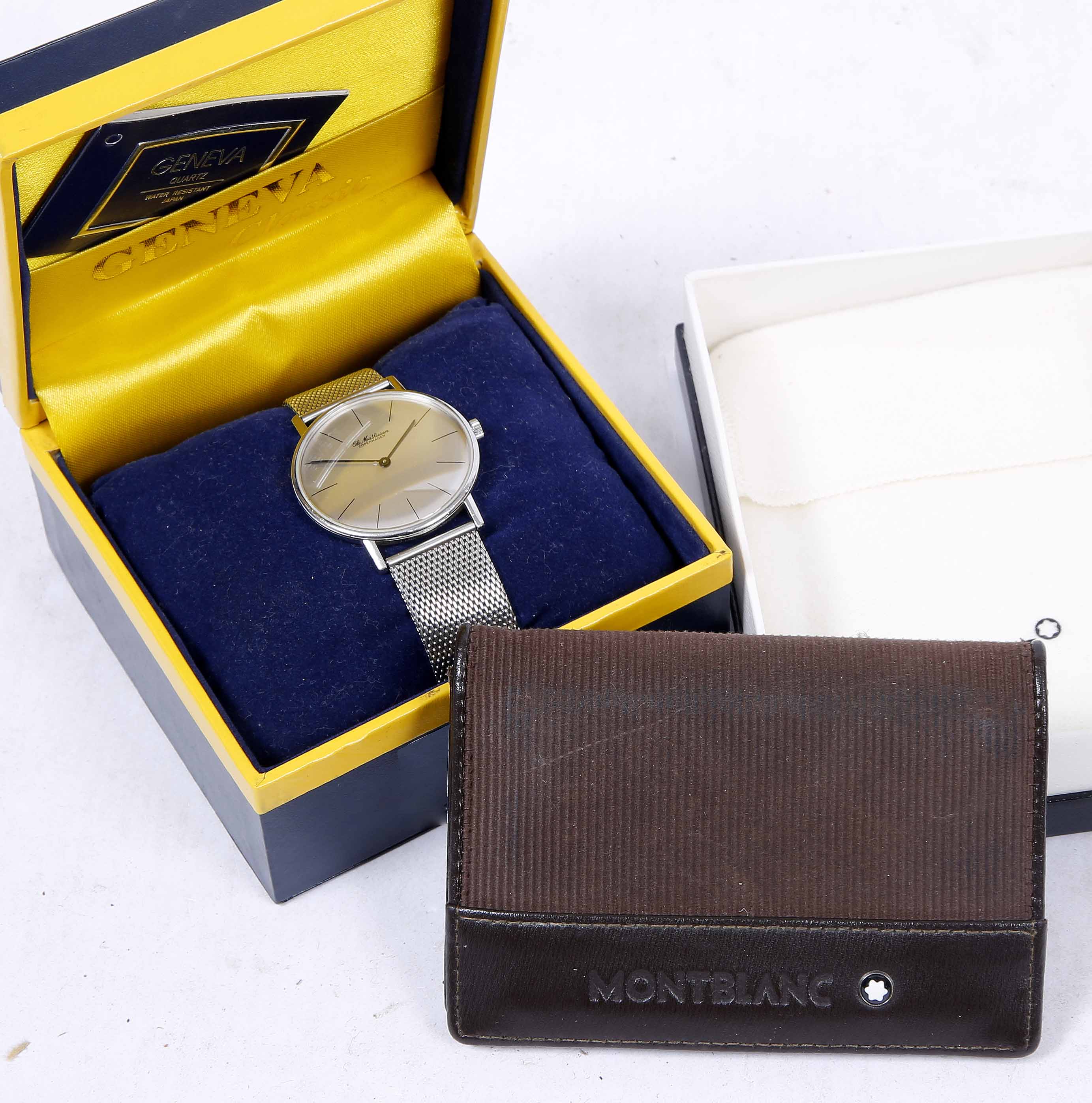 A MONT BLANC WALLET and Geneva Old Mathiesen wrist watch (2)