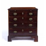 A 19TH CENTURY MAHOGANY BACHELORS CHEST with brushing slide over four graduated drawers, 78.5cm wide