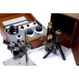 A STUDENT MICROSCOPE BY BECK LIMITED LONDON, number 21632, with various lenses and case together