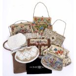 A SELECTION OF VINTAGE BEADED AND NEEDLEWORK EVENING BAGS including Oriental inspired example