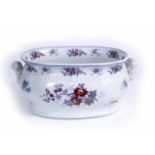 A VICTORIAN STONE CHINA 'JAPAN FLOWERS' TWO HANDLED PORCELAIN FOOT BATH, 47cm wide