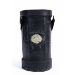 AN ANTIQUE POWDER CANISTER with name plate reading 'Waterloo, Egypt 42 Peninsular'