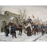 LAMBERT DONNAY (EARLY 20TH CENTURY) Two First World War scenes, oil on canvas, signed, one dated