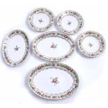 A GROUP OF SIX LATE 18TH / EARLY 19TH CENTURY FRENCH PORCELAIN PLATES and oval dishes from the