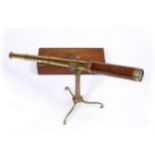 A GARDNER & CO GLASGOW WARRANTED TWO DRAW TELESCOPE on table top stand, unextended measures 30cm, in