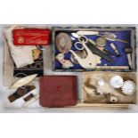 A SELECTION OF LATE 19TH CENTURY BONE AND MOTHER OF PEARL NEEDLEWORK ACCESSORIES including