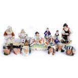 A COLLECTION OF CERAMICS to include three Staffordshire figures, six Royal Doulton mugs and four