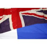 TWO ANTIQUE FLAGS including Union Jack and French flag (2)