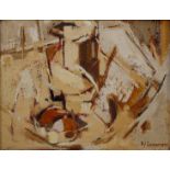 A NEL ERASMUS ABSTRACT STILL LIFE, oil on board, dated 1959 and a Ronald Mylchreest abstract oil