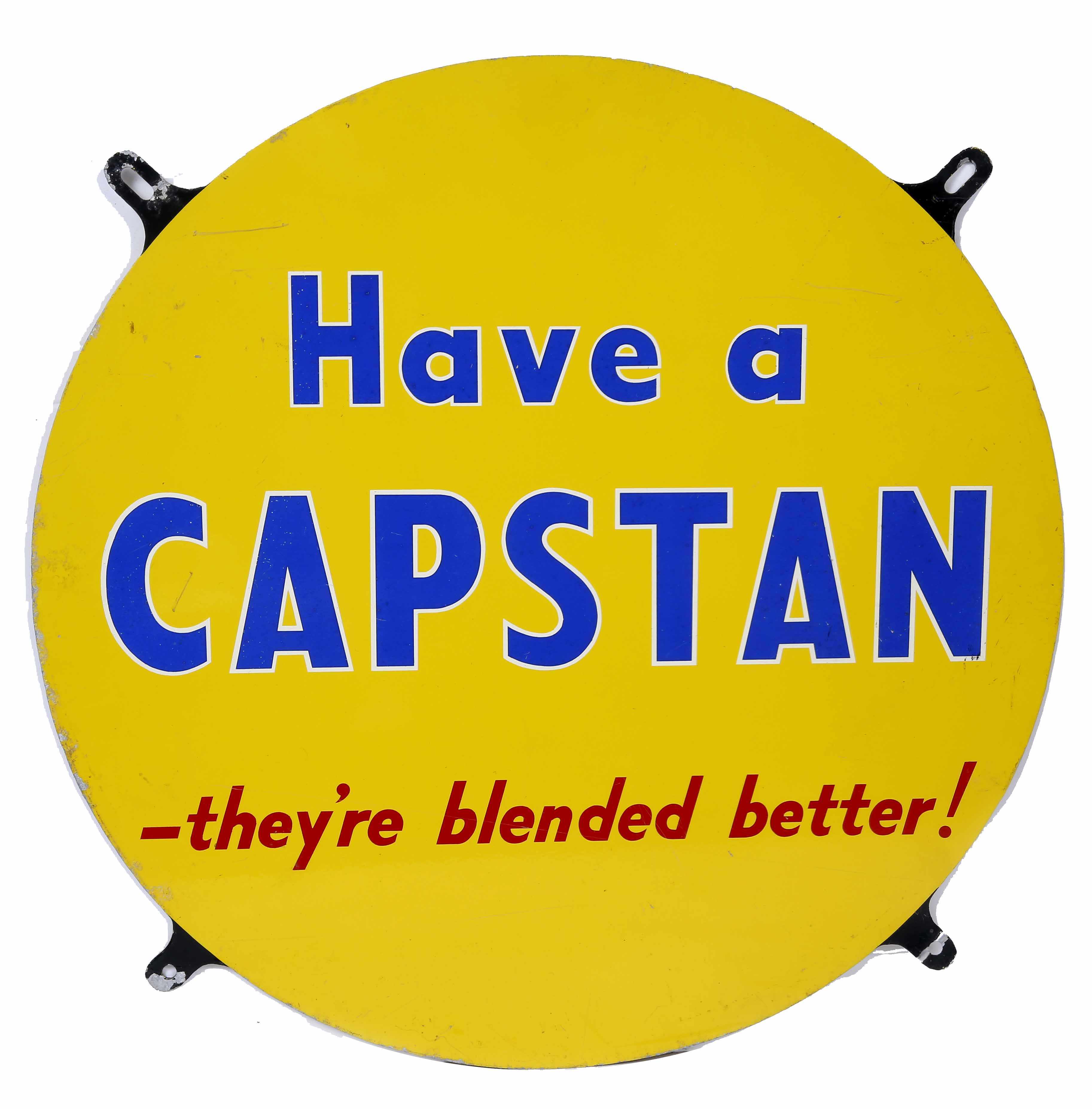 'HAVE A CAPSTAN' YELLOW ENAMELLED ADVERTISING SIGN, 44cm wide - Bild 2 aus 2
