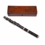 A 19TH CENTURY ROSEWOOD PICCOLO 30.5cm long, complete with mahogany case